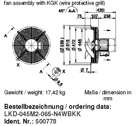 Габаритные размеры и исполнение KGV EX(e) 450/32 T4 400V 110199